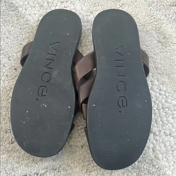 Vince Brown Leather Sandals - Picture 8 of 9